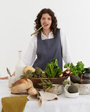 Pinafore cross-back linen apron in Charcoal gray