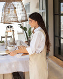 Pinafore cross-back linen apron in Natural linen