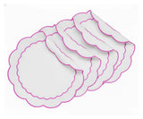 Pink Scallop Placemat - White Round Placemats