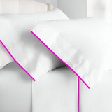 400TC Embroidery Cotton Sateen Solid Sheet Set