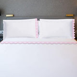 400TC U Shape Scallop Embroidery Cotton Solid Sheet Set