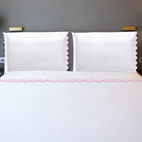 400TC Zig & Zag U Shape Scallop Embroidery Cotton Solid Sheet Set