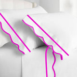400TC Cotton Scallop Embroidery & Border Sateen Solid Top Sheet