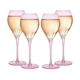 Paris Collection Crystal Pink Balloon Wine Glasses, 14 oz Set of 4