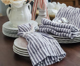 Navy Blue Pinstripe Linen Napkins - Set of 4, 8 & More