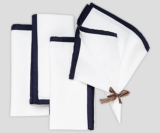 Cotton Dinner Napkins Set of 4 – Piping Trim