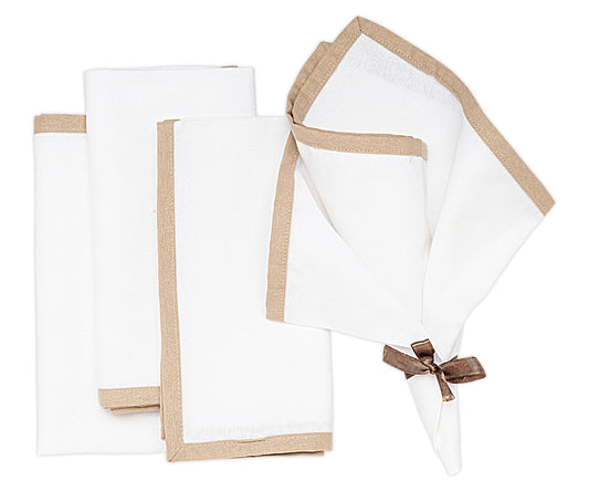 Beige Border Napkins Set of 4