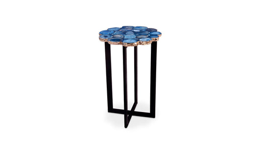 Azul Agate Accent Table Blue