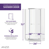 Castle Series 49 in. x 72 in. H Hinged Semi-Frameless Shower Door with Tsunami Guard Tempered Glass