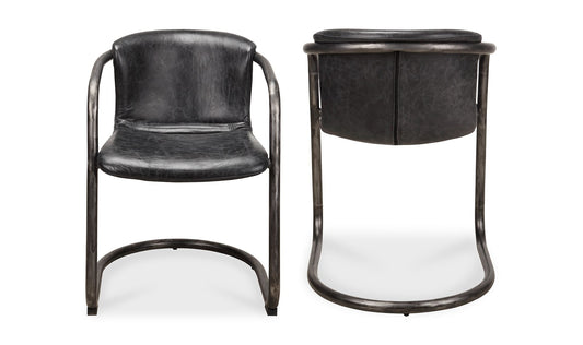 Freeman Dining Chair Onyx Black Leather - Set Of Two