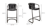 Freeman Barstool Onyx Black Leather - Set Of Two