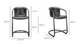 Freeman Counter Stool Onyx Black Leather - Set Of Two