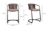 Freeman Counter Stool Grazed Brown Leather - Set Of Two