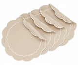 Beige Round Placemats with Scalloped Edge