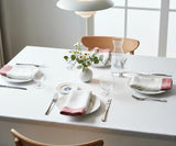White Napkins Linen - Red Border