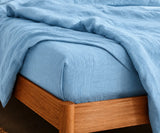 Sky Blue Linen Bed Sheet Set