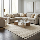 Ramsbury Beige Trellis Wool Rug