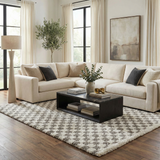 Kieu Taupe Checkered Plush Rug