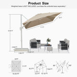 PURPLE LEAF White Outdoor Umbrella Left-Right Tilting Patio Cantilever Umbrella