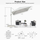 PURPLE LEAF White Outdoor Umbrella Left-Right Tilting Patio Cantilever Umbrella
