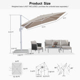 PURPLE LEAF White Outdoor Umbrella Left-Right Tilting Patio Cantilever Umbrella