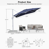 PURPLE LEAF White Outdoor Umbrella Left-Right Tilting Patio Cantilever Umbrella