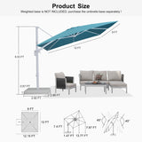 PURPLE LEAF White Outdoor Umbrella Left-Right Tilting Patio Cantilever Umbrella