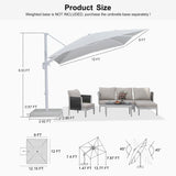 PURPLE LEAF White Outdoor Umbrella Left-Right Tilting Patio Cantilever Umbrella