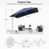 PURPLE LEAF White Outdoor Umbrella Left-Right Tilting Patio Cantilever Umbrella