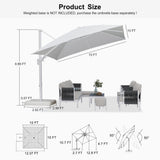 PURPLE LEAF White Outdoor Umbrella Left-Right Tilting Patio Cantilever Umbrella