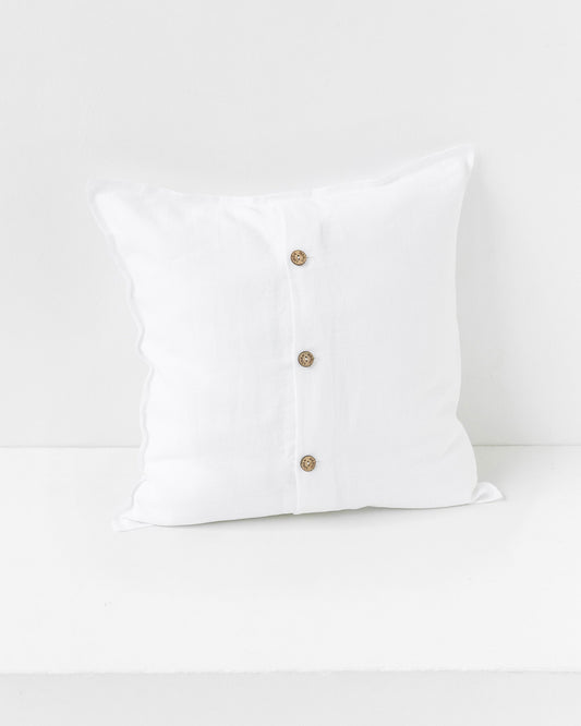 Deco pillow cover with buttons in White
