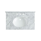 ANZZI Verona 34.5" Wall Mounted Console Sink (34" H), Scratch-Resistant Carrara White Stone Countertop, Ceramic Sink, Optional Frame Finishes