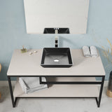 Solstice Square Glass Vessel Bathroom Sink with Matte Black Finish