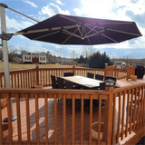 PURPLE LEAF Round Cantilever Umbrella with Base, Outdoor Umbrellas with Lights