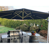 PURPLE LEAF Round Cantilever Umbrella with Base, Outdoor Umbrellas with Lights