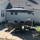 PURPLE LEAF Round Cantilever Umbrella with Base, Outdoor Umbrellas with Lights