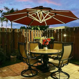 PURPLE LEAF Round Cantilever Umbrella with Base, Outdoor Umbrellas with Lights