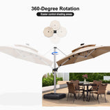 PURPLE LEAF Round Solar Lighted Cantilever Umbrella Outside Patio Umbrella with Lights