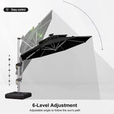PURPLE LEAF Round Solar Lighted Cantilever Umbrella Outside Patio Umbrella with Lights