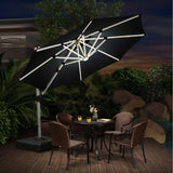 PURPLE LEAF Round Solar Lighted Cantilever Umbrella Outside Patio Umbrella with Lights