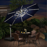 PURPLE LEAF Round Solar Lighted Cantilever Umbrella Outside Patio Umbrella with Lights
