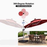 PURPLE LEAF Round Solar Lighted Cantilever Umbrella Outside Patio Umbrella with Lights