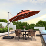 PURPLE LEAF Round Solar Lighted Cantilever Umbrella Outside Patio Umbrella with Lights