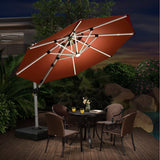 PURPLE LEAF Round Solar Lighted Cantilever Umbrella Outside Patio Umbrella with Lights