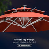 PURPLE LEAF Round Solar Lighted Cantilever Umbrella Outside Patio Umbrella with Lights
