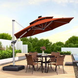PURPLE LEAF Round Solar Lighted Cantilever Umbrella Outside Patio Umbrella with Lights