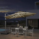 PURPLE LEAF Round Solar Lighted Cantilever Umbrella Outside Patio Umbrella with Lights