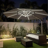 PURPLE LEAF Round Solar Lighted Cantilever Umbrella Outside Patio Umbrella with Lights