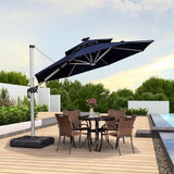 PURPLE LEAF Round Solar Lighted Cantilever Umbrella Outside Patio Umbrella with Lights