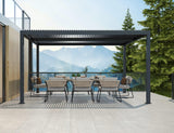 PURPLE LEAF Outdoor Adjustable Louvered Aluminum Pergola Metal Roof Hardtop Gazebo with Upgrade Curtain